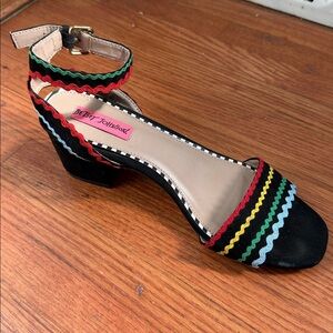 Betsey Johnson Black Multicolor Farrah Strappy Heels